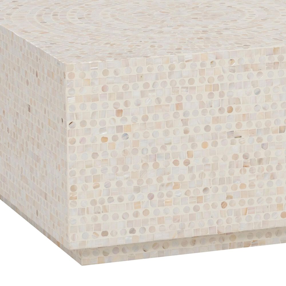 Linon Home Decor Partia Capiz Square Coffee Table in Cream, , large