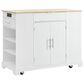 HOMLUX 47" Fluted Kitchen Island with Trash Can Storage Cabinet in White and Natural, , large