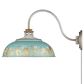 Golden Lighting Kinsley 1-Light Wall Sconce with Antique Teal Shade in Aged Galvanized Steel, , large