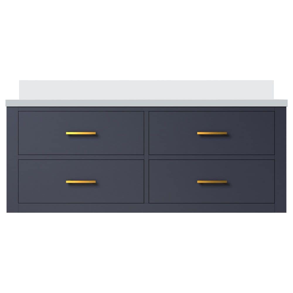 Lexora Home Castor 48&quot; Single Bathroom Vanity in Blue with 2 cm White Quartz Top and Rectangular Sink, , large