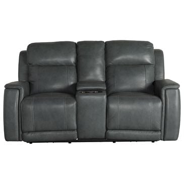 Bassett Conover Power Reclining Console Loveseat with Power Headrest and Lumbar in Blue, , large