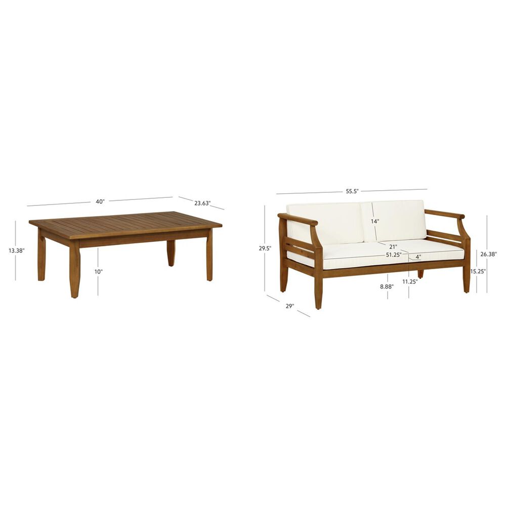Linon Home Decor Arlen 2-Piece Outdoor Conversation Set with Beige Cushion in Brown, , large