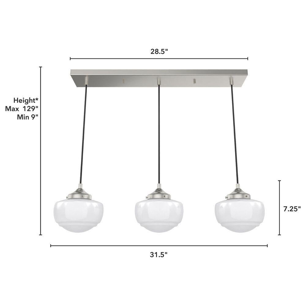 Hunter Saddle Creek 3-Light Linear Pendant Cluster with White Shade in Brushed Nickel, , large