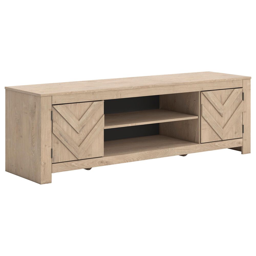 Ashley Cayboni 71" Large TV Stand with Fireplace Option in Tan, , large