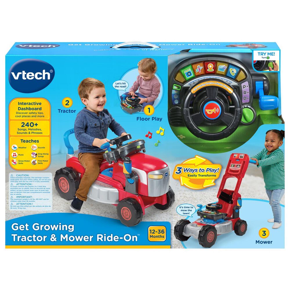 Vtech Get Growing Tractor and Mower Ride-On, , large