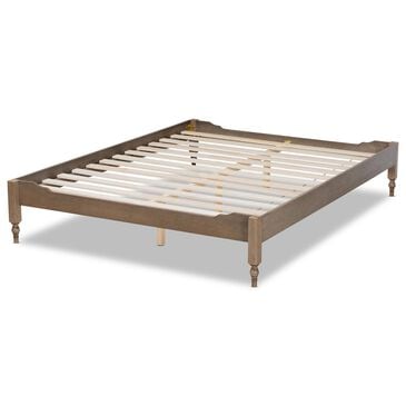 Baxton Studio Laure Full Platform Bed Frame in Weathered Grey, , large