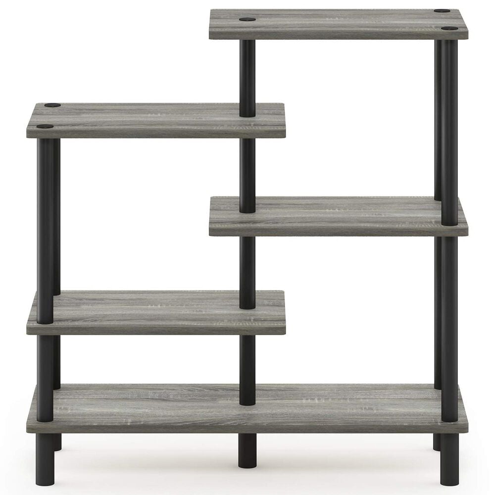 HOMLUX Turn-N-Tube 5-Tier Accent Display Rack in French Oak and Black, , large