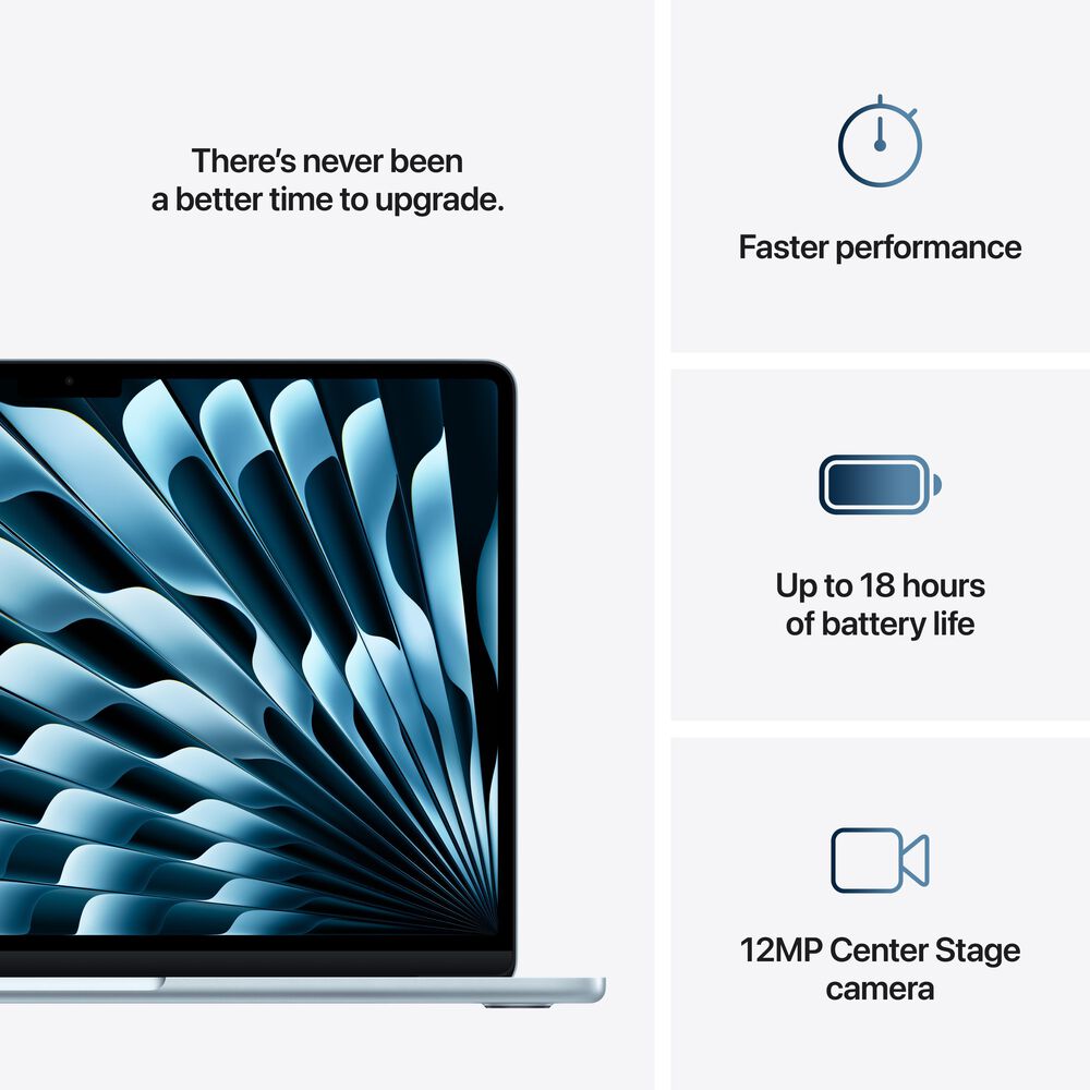 Apple MacBook Air 13-inch Laptop M4 chip - 10 Core CPU - 10 Core GPU - 24GB Memory - 512GB SSD - Sky Blue &#40;Latest Model&#41;, , large