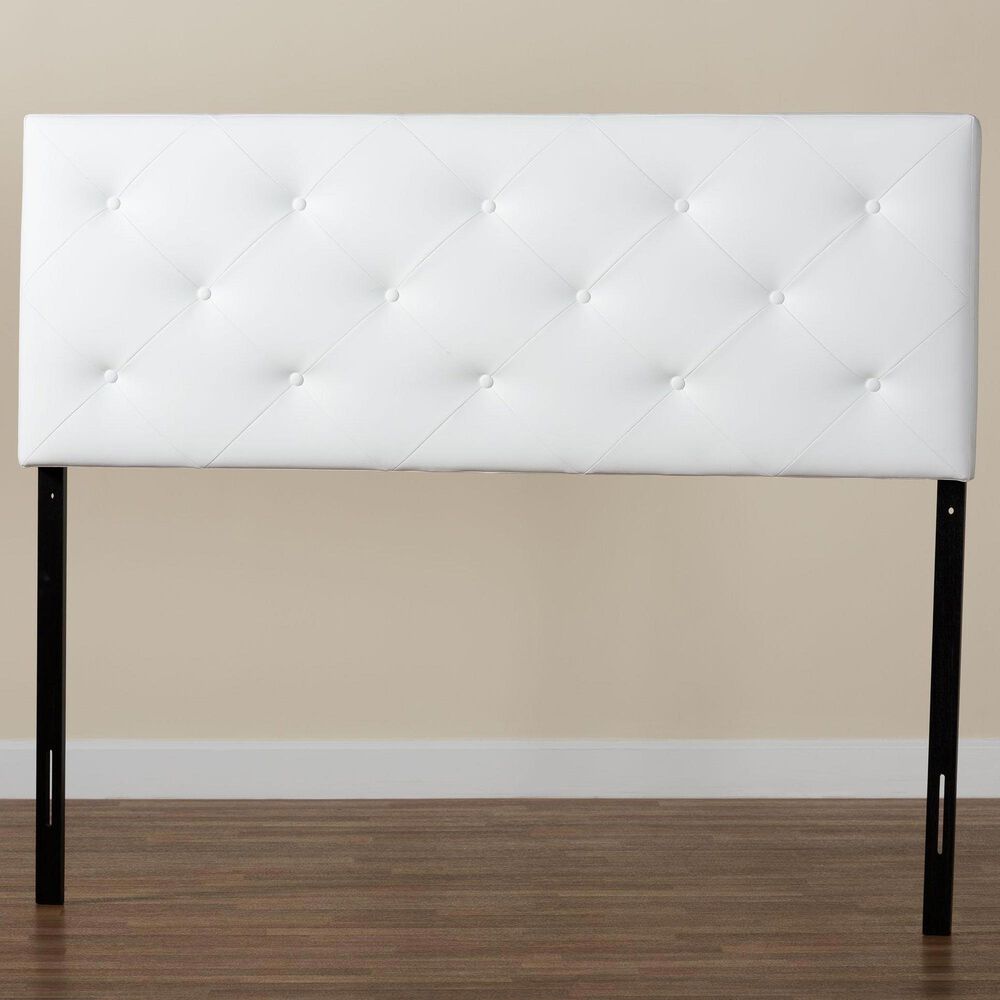 Baxton Studio Baltimore Full Upholstered Panel Headboard in White, , large