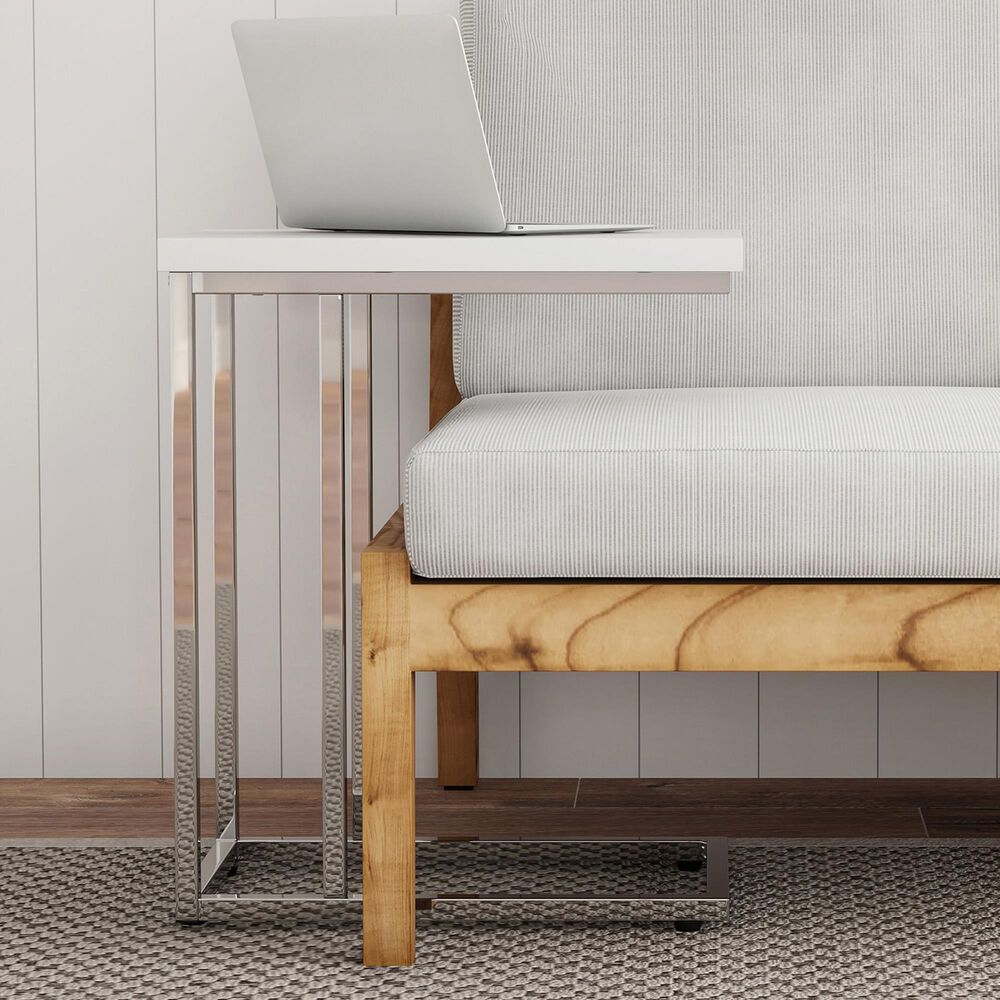 Timberlake Side Table in Glossy White and Chrome &#40;Set of 2&#41;, , large