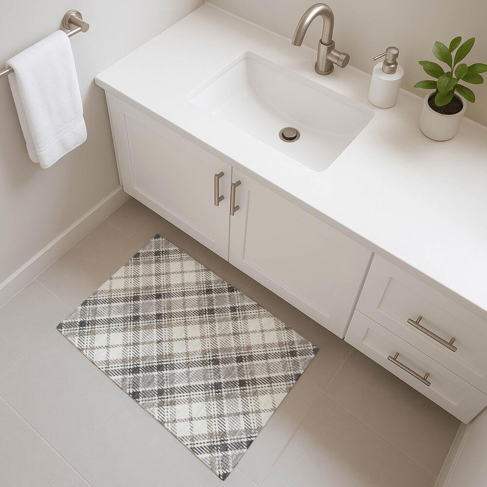 Dalyn Rug Company Soft Essentials Plaid Putty 2'6" x 3'10" Indoor/Outdoor Area Rug, , large