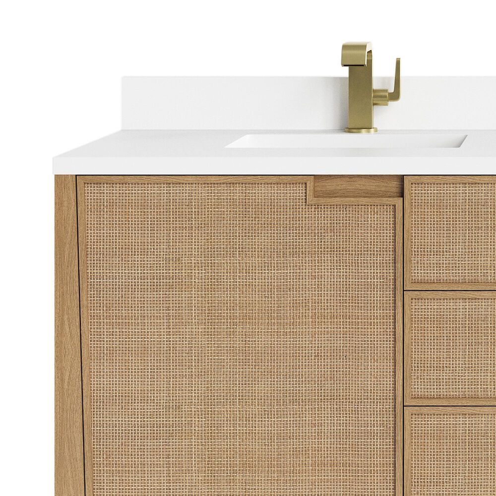 James Martin Vanities Solene 72&quot; Double Bathroom Vanity in Seaside Oak with Single Hole 3 cm White Zeus Quartz Top and Rectangular Sinks, , large