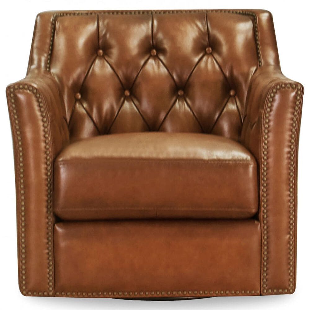 Hydeline Cody Leather Swivel Chair in Denton Saddle, , large