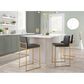 Lumisource Fuji High Back Counter Stool with Grey Faux Leather Cushion in Gold (Set of 2), , large
