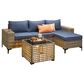 HOMLUX 5-Piece Modular Rattan Outdoor Patio Furniture Set in Denim Blue, , large