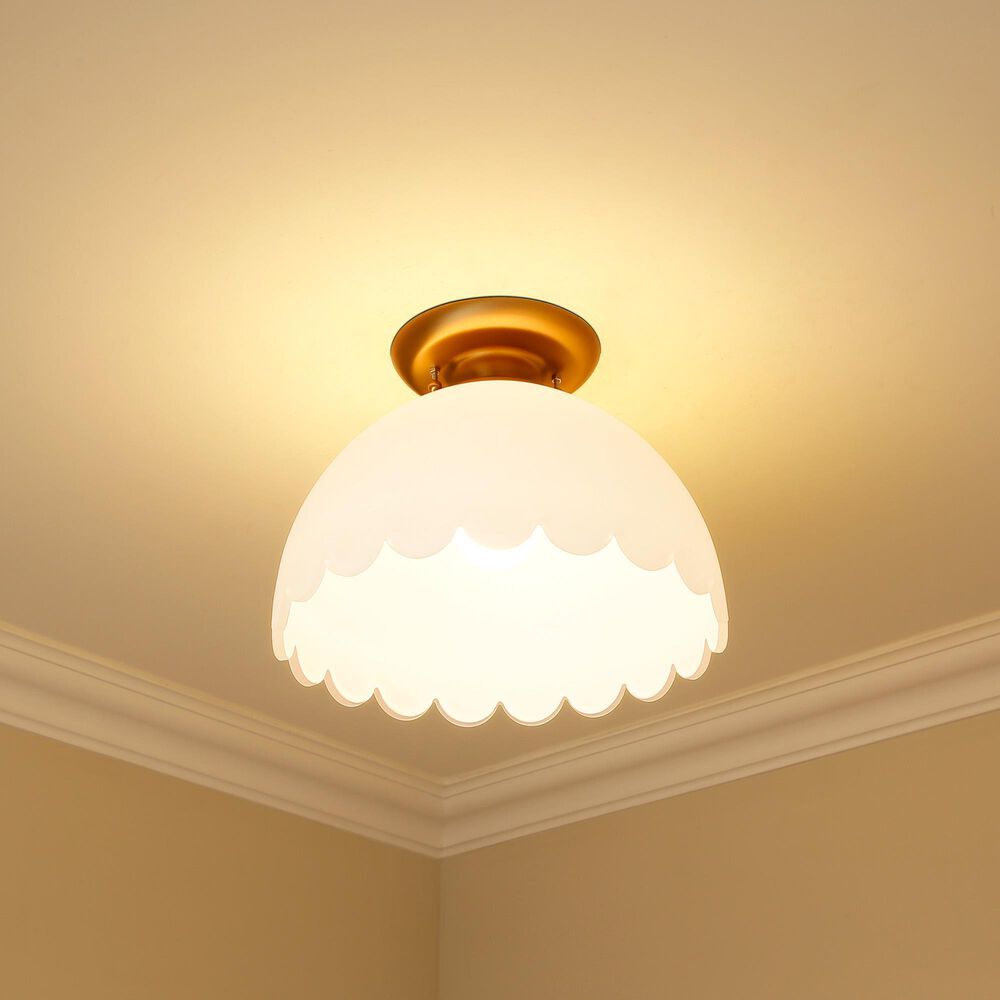 Golden Lighting Dorinda 1-Light Semi-Flush in Brushed Champagne Bronze, , large