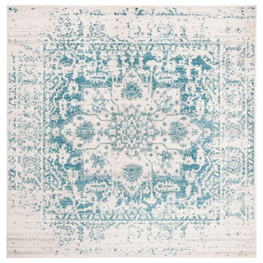Safavieh Madison MAD603J 5" Square Teal and Ivory Area Rug, , large