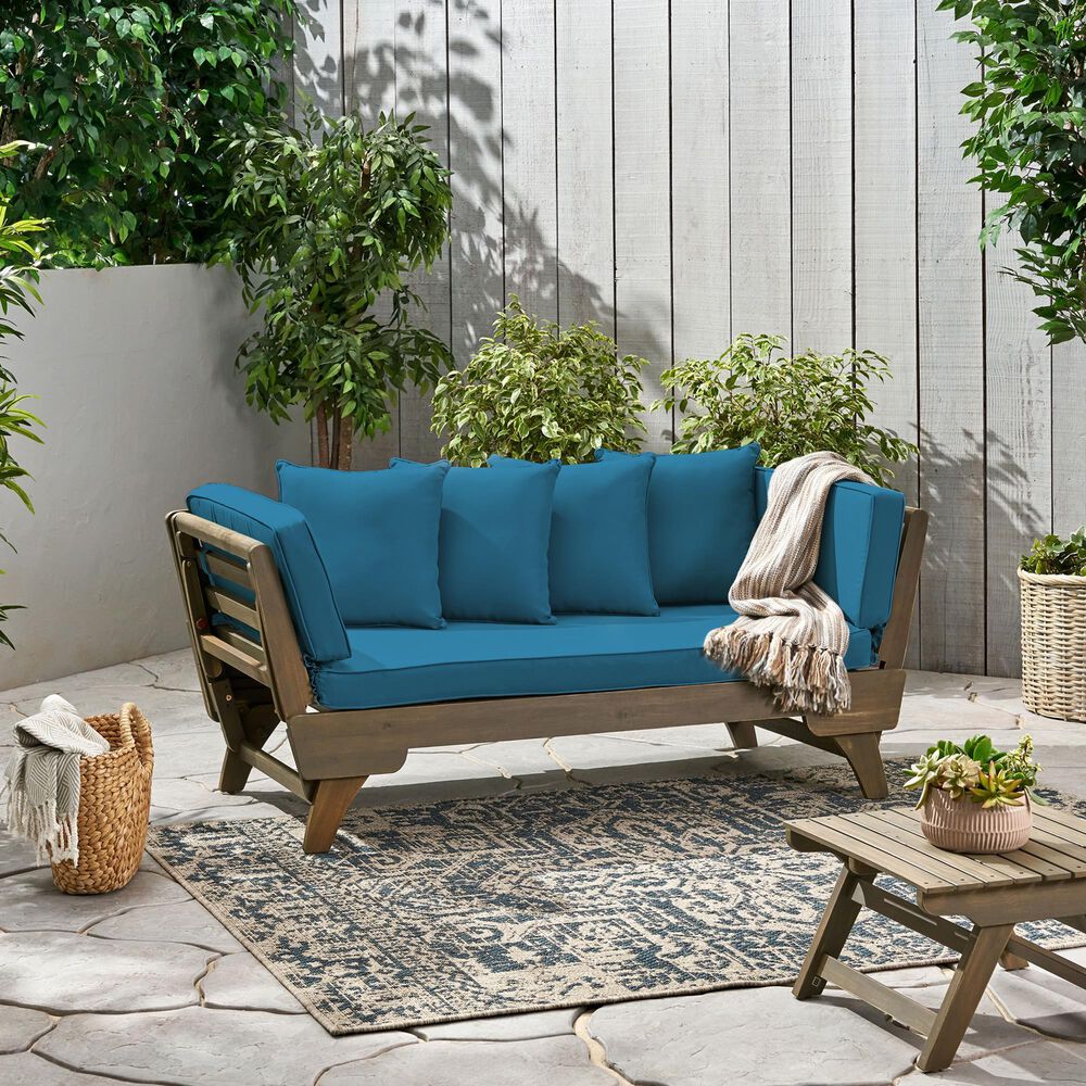 Hearth and Haven Ottavio Outdoor Sofa Daybed in Dark Teal, , large