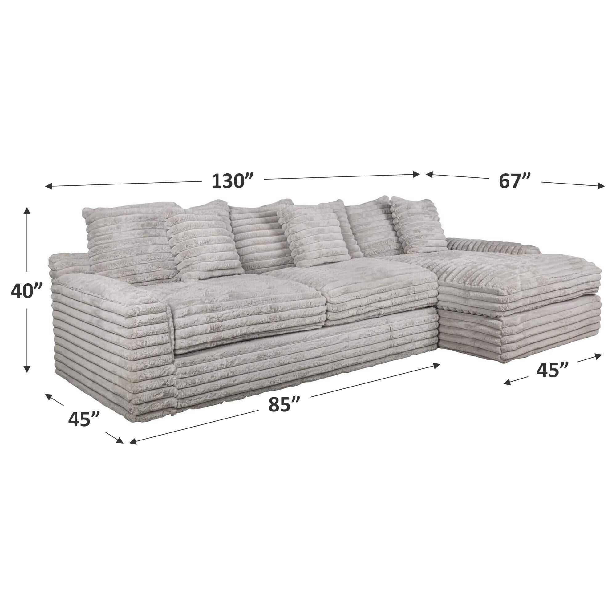 Maple + Main 2-Piece Stationary Sectional in Julia Fog