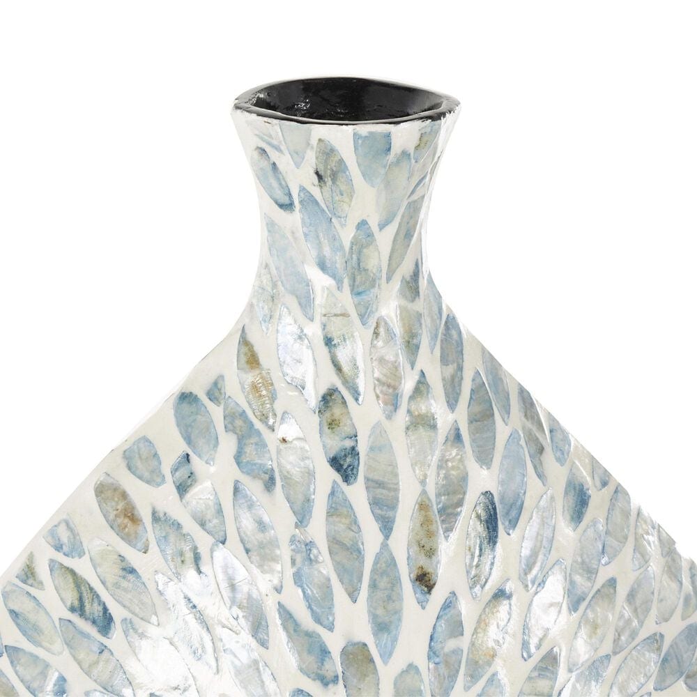 Maple and Jade Large Mosaic Floral Decorative Vase in Blue and Cream, , large