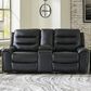 Ashley Warlin Power Reclining Loveseat with Console in Black, , large