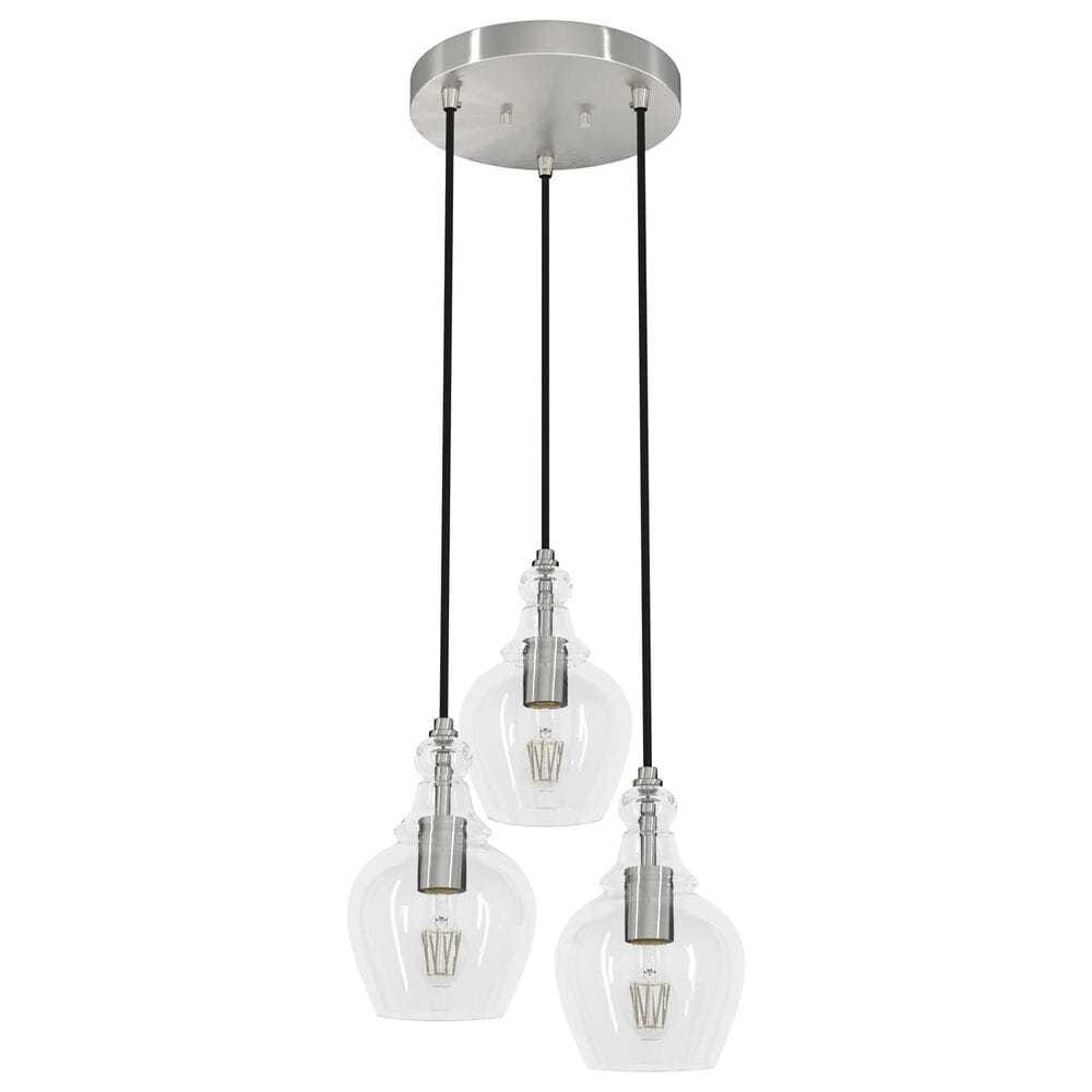 Hunter Maple Park 14&quot; 3-Light Cluster in Brushed Nickel, , large