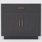 Lexora Home Abbey 36" Single Bathroom Vanity in Black Oak with 2 cm White Cultured Marble Top and Rectangular Sink, , large