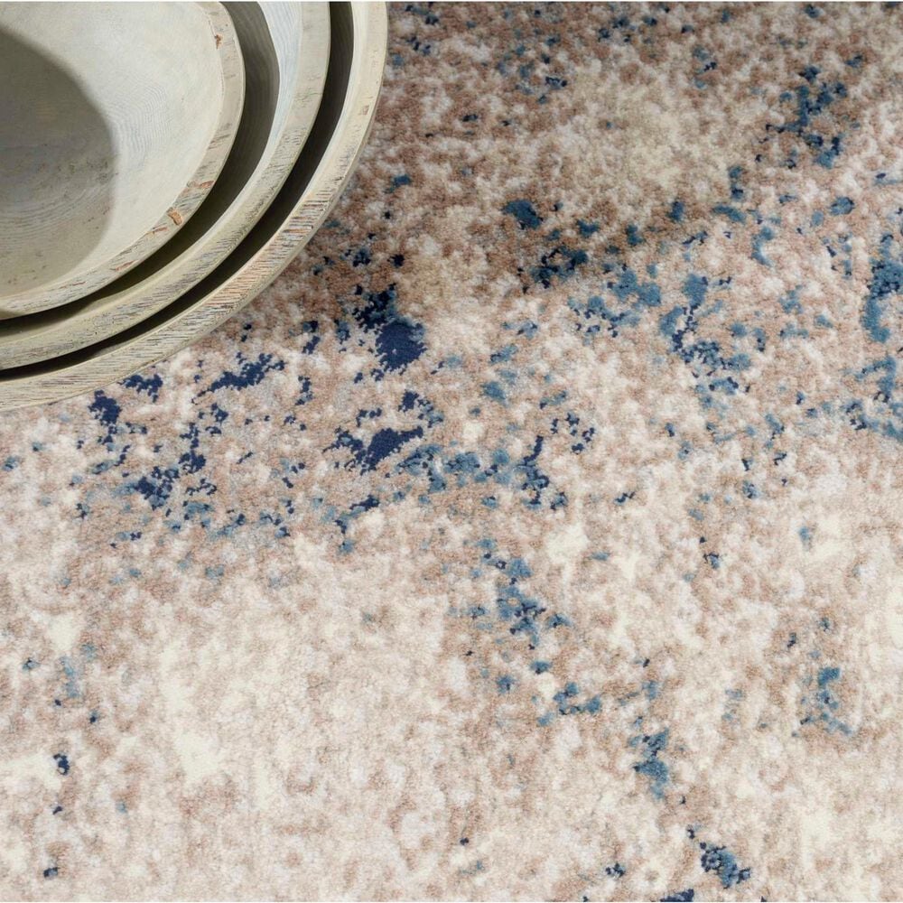 Nourison Infinity IFN05 4&#39; x 6&#39; Ivory, Grey and Blue Area Rug, , large