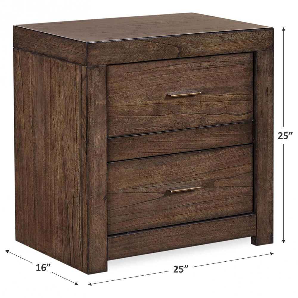 Riva Ridge Modern Loft 2-Drawer Nightstand in Brownstone, , large
