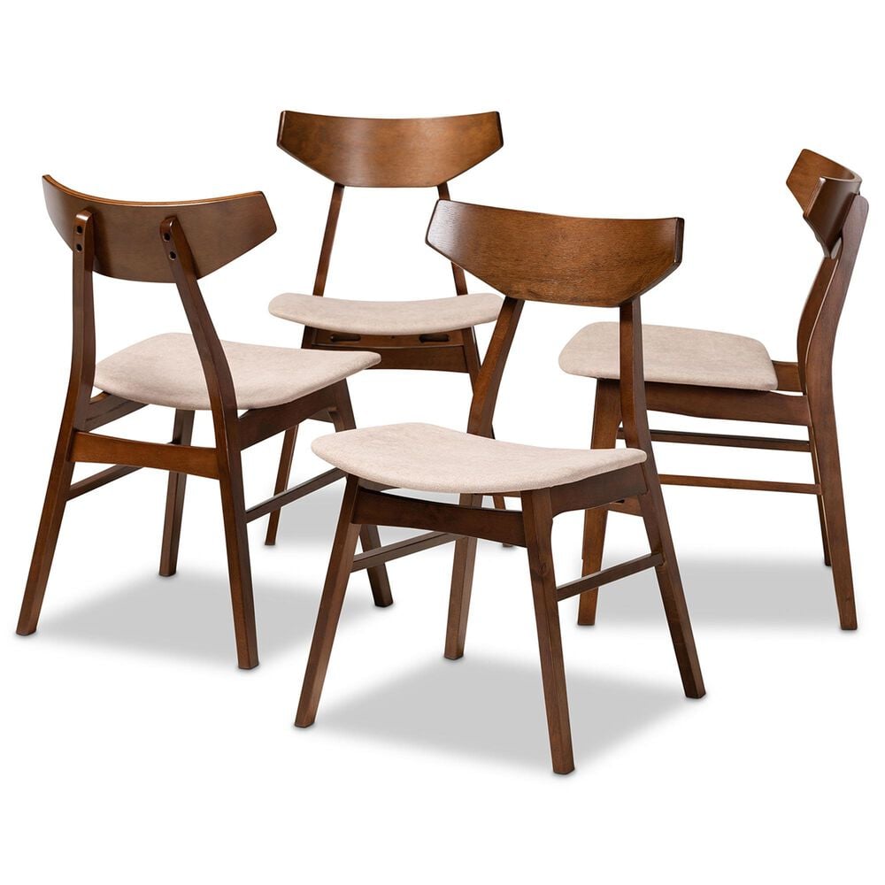 Baxton Studio Danica Side Chair with Light Beige Cushion in Walnut Brown (Set of 4), , large