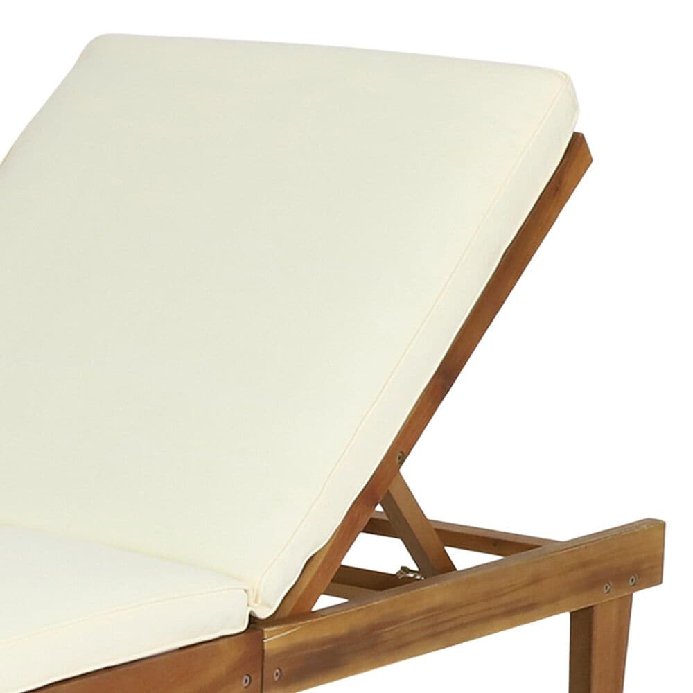 Hearth and Haven Ariana Outdoor Wood Chaise Lounge with Cushions in Teak, , large