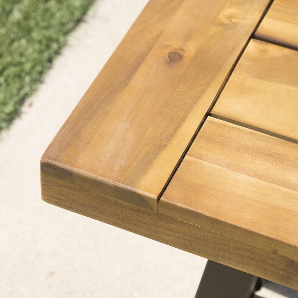 Hearth and Haven Outdoor Dining Backless Bench in Teak and Black, , large