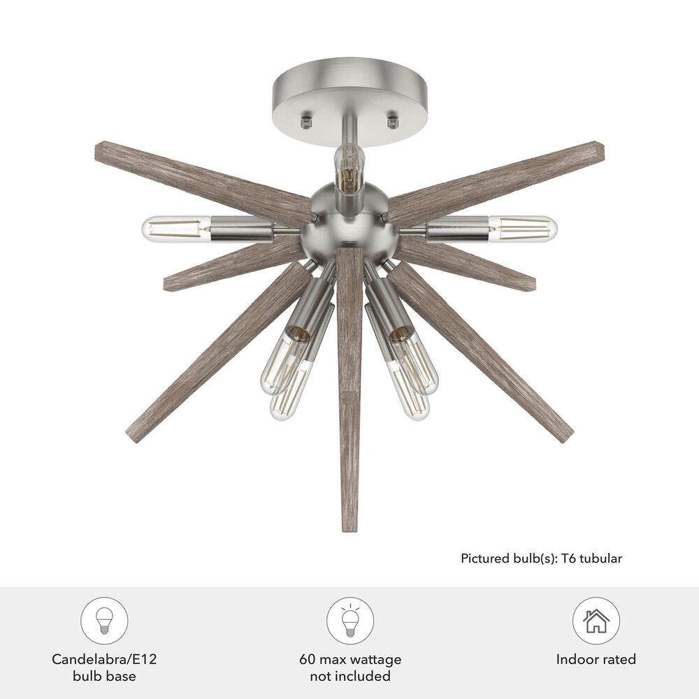 Hunter Jupiter Star Semi-Flush Mount in Brushed Nickel, , large