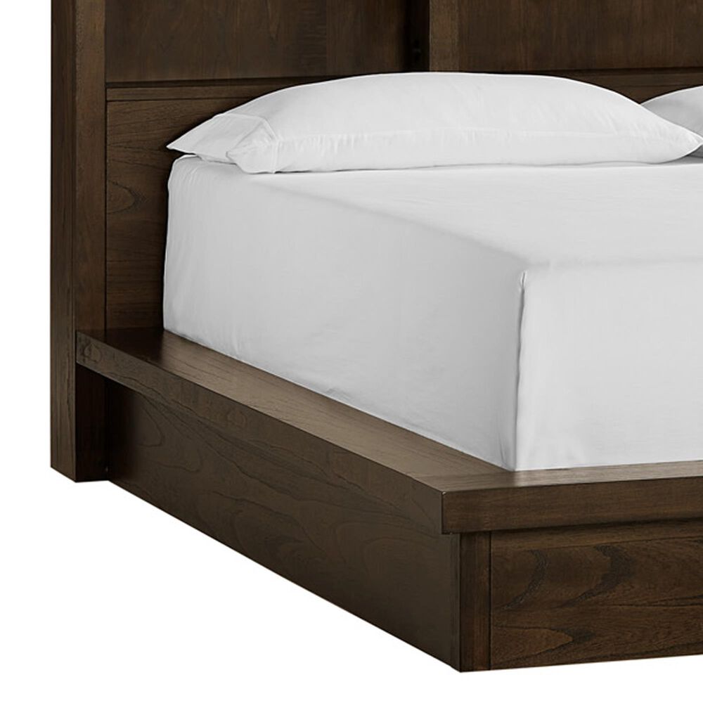 Riva Ridge Modern Loft Queen Bookcase Platform Bed in Brownstone NFM