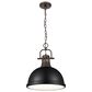Golden Lighting Duncan 1-Light Pendant with Chain and Matte Black Shade in Rubbed Bronze, , large
