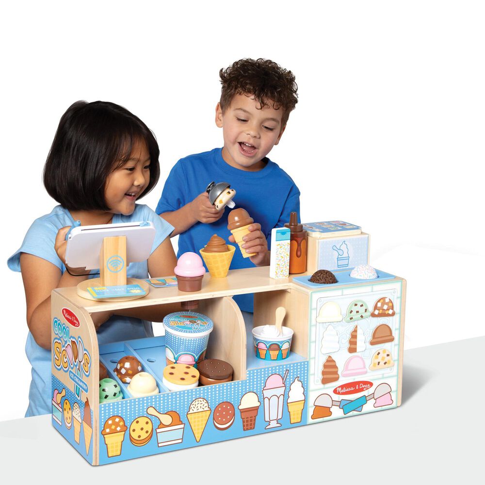Melissa &amp; Doug Wooden Cool Scoops Ice Creamery Play Food Toy, , large