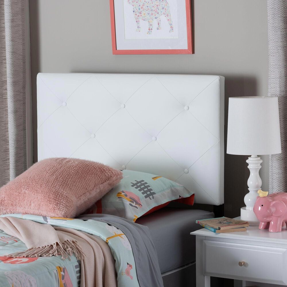 Baxton Studio Baltimore Twin Upholstered Headboard in White, , large
