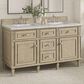James Martin Vanities Lorelai 60" Double Vanity in Whitewashed Oak with 3 cm Victorian Silver Quartz Top, , large