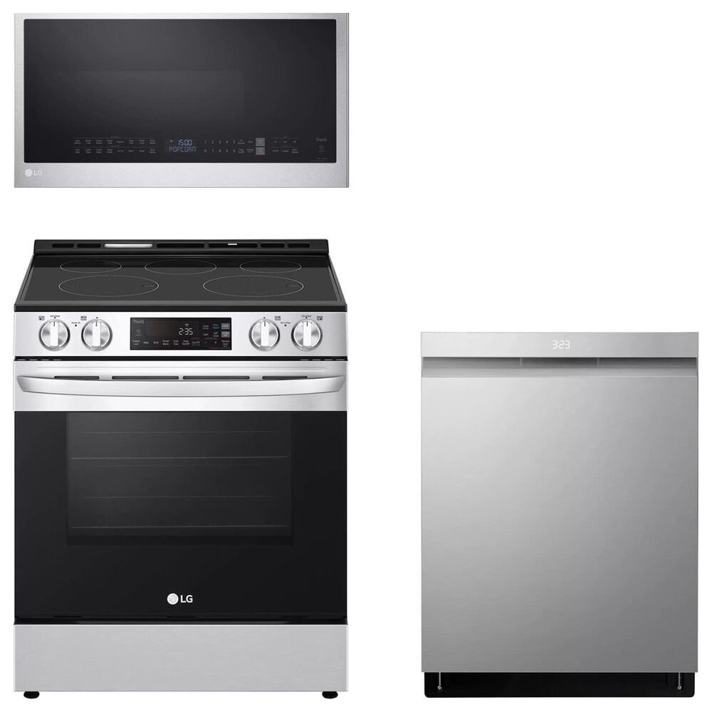 LG 3-Piece Kitchen Package with 6.3 Cu. Ft. Slide-In Electric Smart Range, Dishwasher and Microwave Oven in Stainless Steel, , large