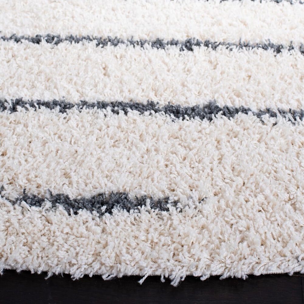 Safavieh Venus Shag VNS604B 8&#39; Round Ivory and Dark Grey Area Rug, , large