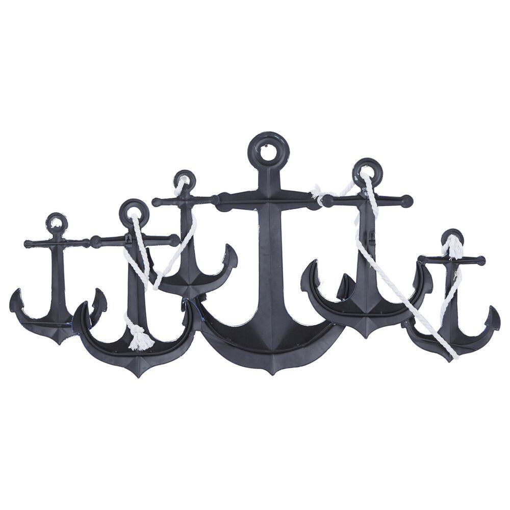 Maple and Jade 24" x 48" Anchor Indoor Outdoor Home Wall Decor with Detailing in White and Blue, , large