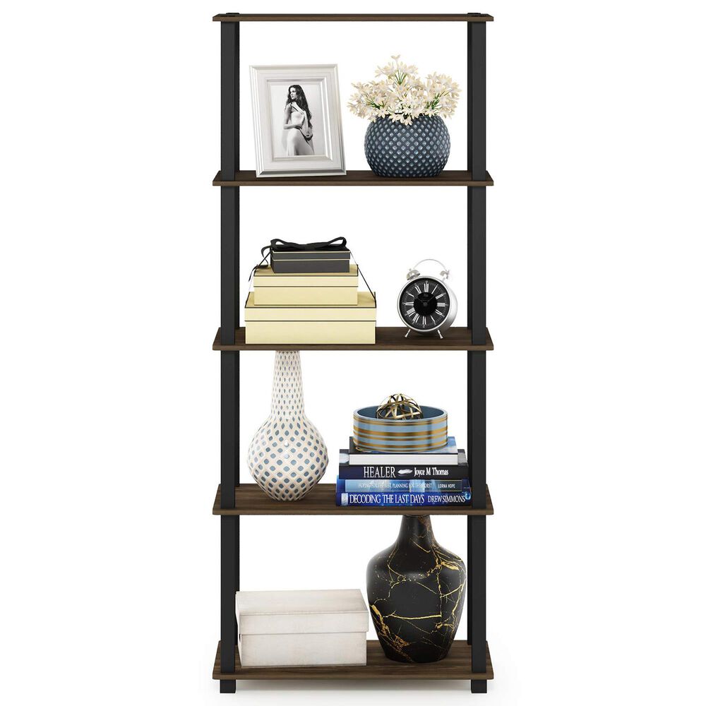 HOMLUX 5-Tier Display Rack in Columbia Walnut and Black, , large