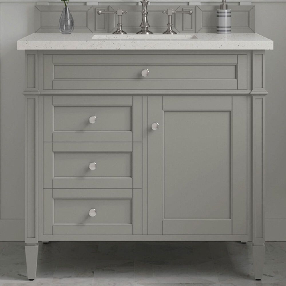 James Martin Vanities Brittany 36&quot; Single Bathroom Vanity in Urban Gray with 3 cm Lime Delight Quartz Top and Rectangular Sink, , large