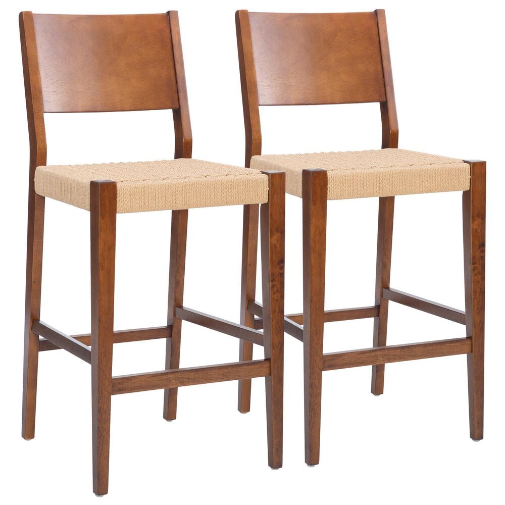 Linon Home Decor Cadence Bar Stool in Brown and Natural (Set of 2), , large
