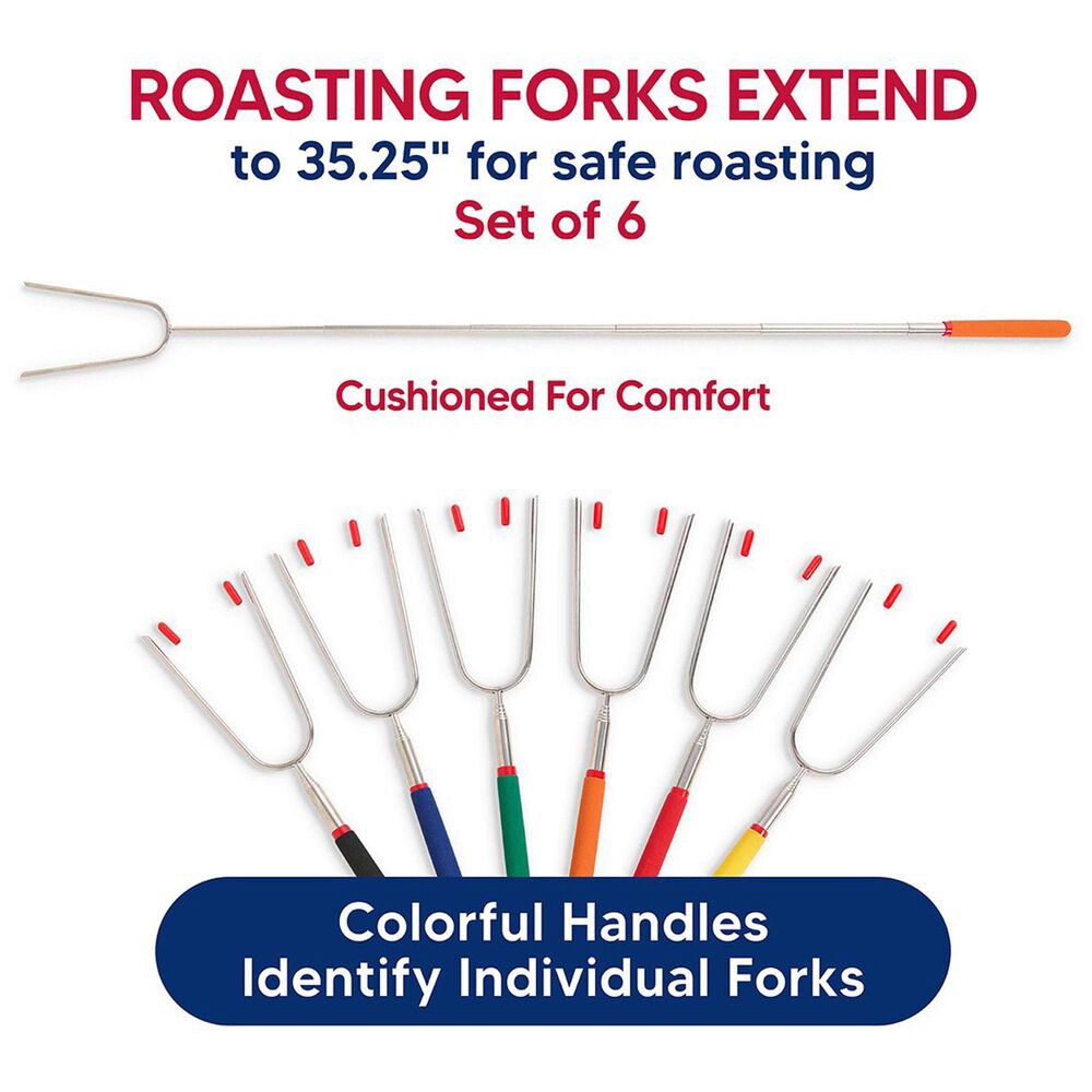 HIC Kitchen Extendable Roasting Forks in Multicolor &#40;Set of 6&#41;, , large