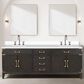 Lexora Home Laurel 84" Double Bathroom Vanity in Brown Oak with White Cultured Marble Top and Rectangular Sinks, , large