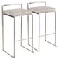 LumiSource Fuji 30" Stacker Bar Stool with Light Grey Cowboy Upholstery in Stainless Steel (Set of 2), , large