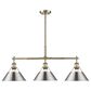 Golden Lighting Orwell 3-Light Linear Pendant with Pewter Shade in Aged Brass, , large