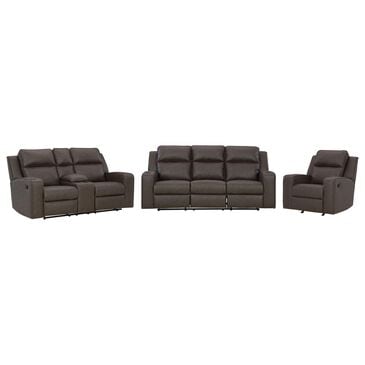 Ashley Lavenhorne 3-Piece Manual Reclining Living Room Set in Umber, , large