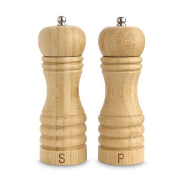 HIC Kitchen Salt and Peppermill with Grinder Set in Brown (Set of 2), , large